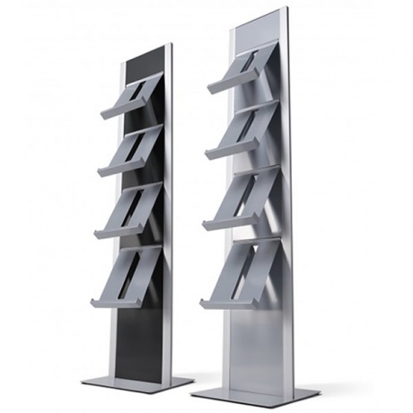 Brochure Stand Totem with Angled Steel Shelves - Single / Double Sided